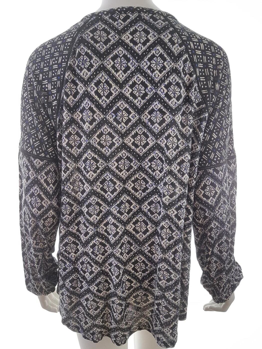 Monsoon Rozmiar 42 Kolor Czarny Romby Split Crew Neck Tunika Bluzka Długi rękaw Monsoon Rozmiar 42 Kolor Czarny Romby Split Crew Neck Tunika Bluzka Długi rękaw
