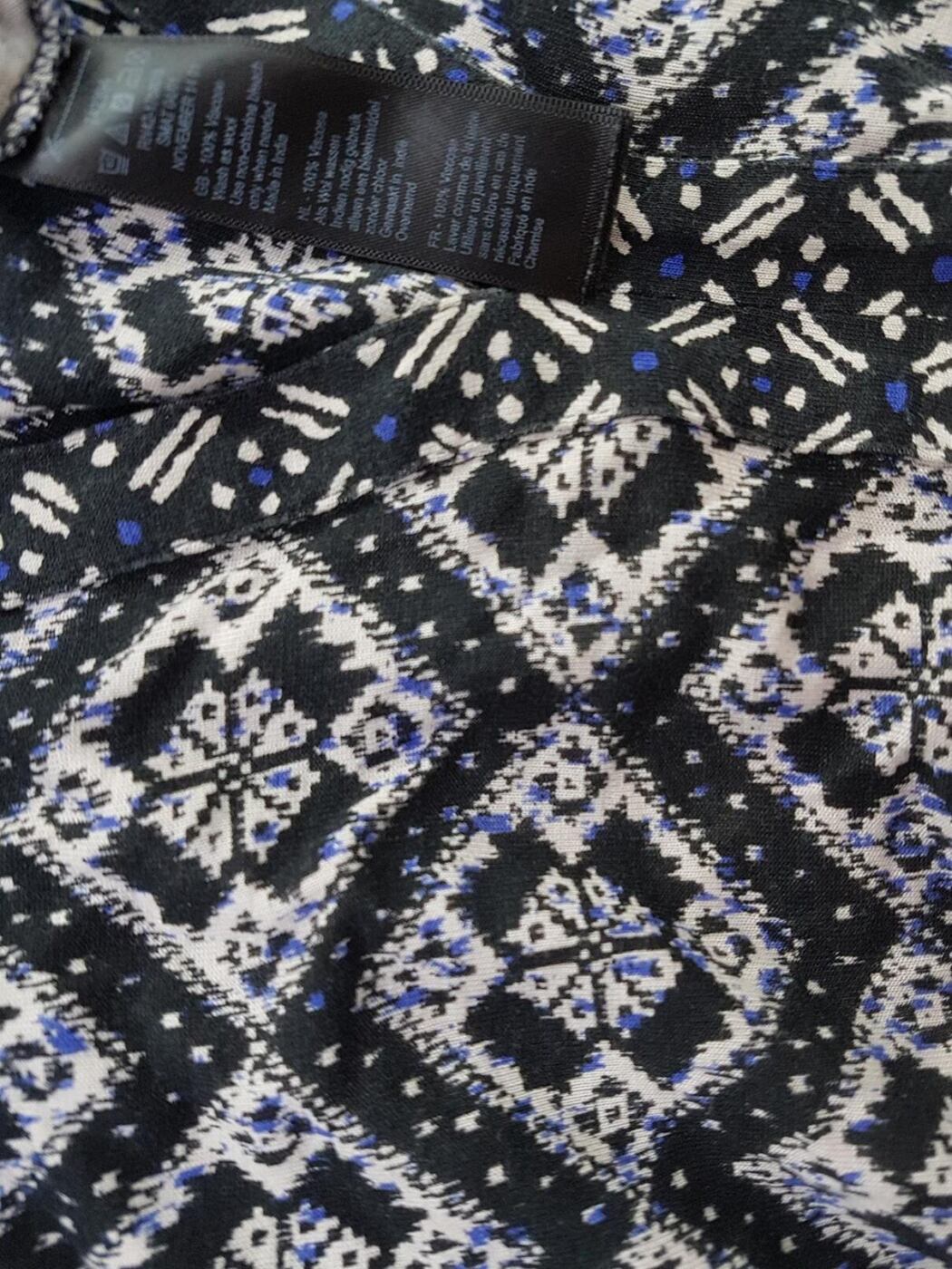 Monsoon Rozmiar 42 Kolor Czarny Romby Split Crew Neck Tunika Bluzka Długi rękaw Monsoon Rozmiar 42 Kolor Czarny Romby Split Crew Neck Tunika Bluzka Długi rękaw