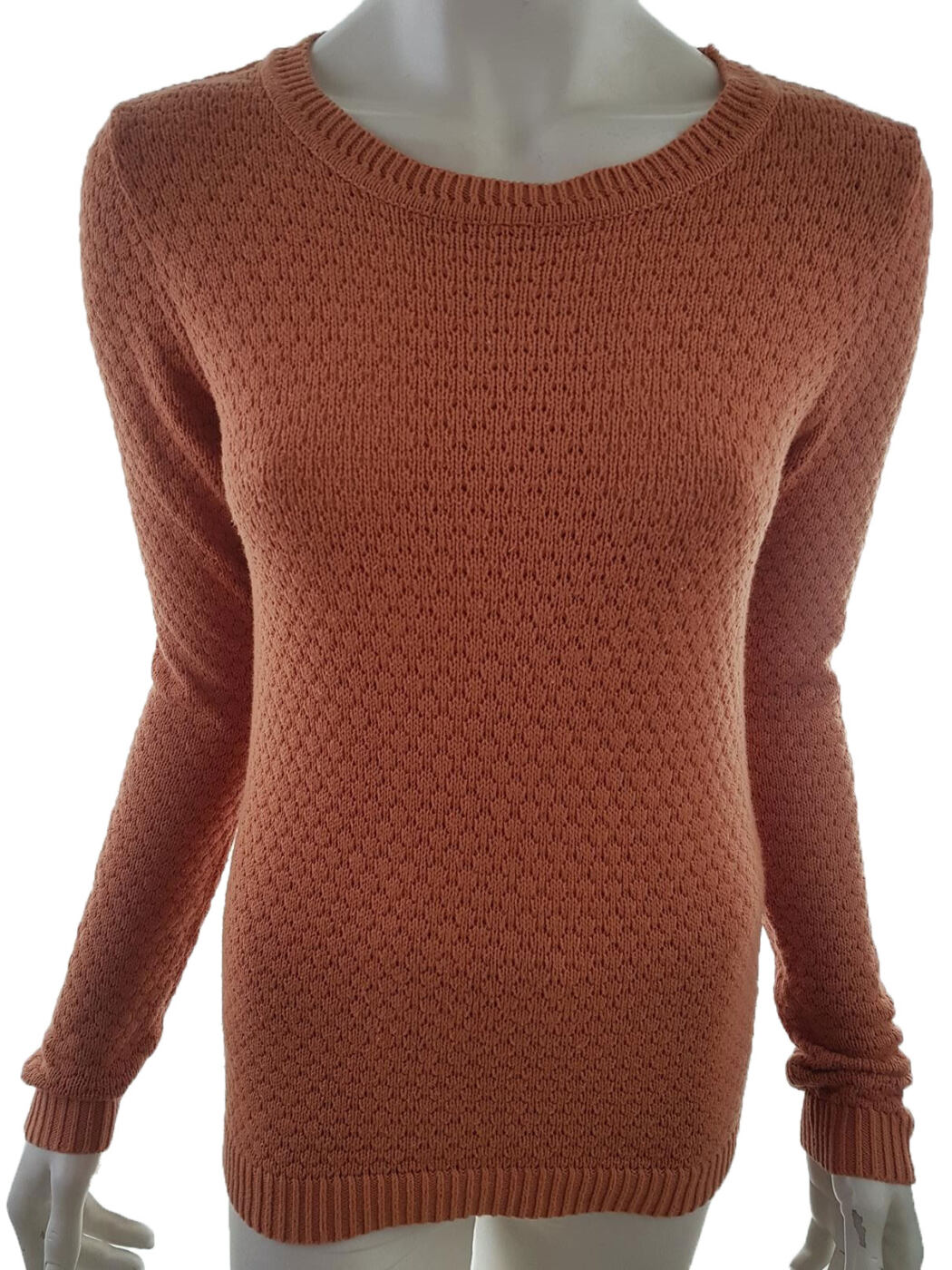 Vila Rozmiar XS Kolor Pomarańczowy Crew Neck Sweter Długi rękaw Materiał Akryl Otwarta dzianina