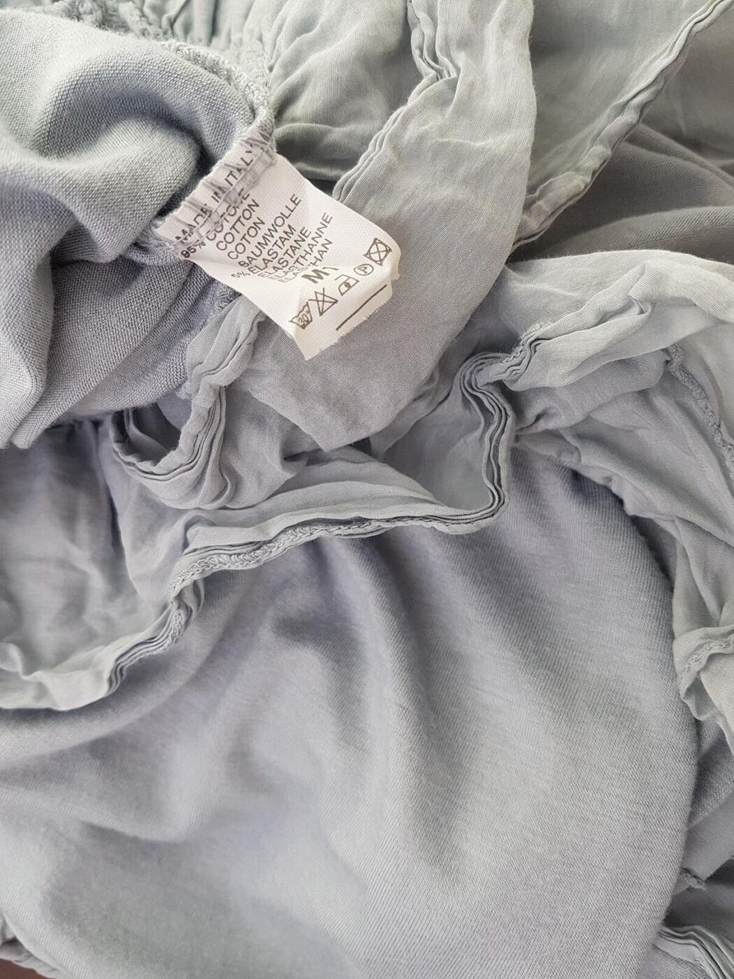 Italy Rozmiar S Kolor Szary Dekolt U Sukienka Mini Krótki rękaw Krótka Materiał Bawełna