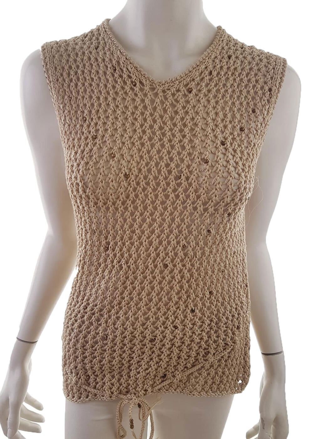 Claire Kennedy Rozmiar S (2) Kolor Brązowy Crew Neck Sweter Bezrękawnik Materiał Bawełna 100%