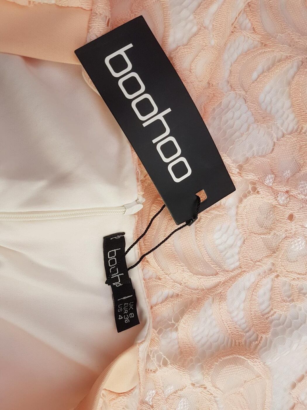 Boohoo Rozmiar 8 (36) Kolor Różowy W serek Sukienka Ołówkowa Długi rękaw Do Kolan