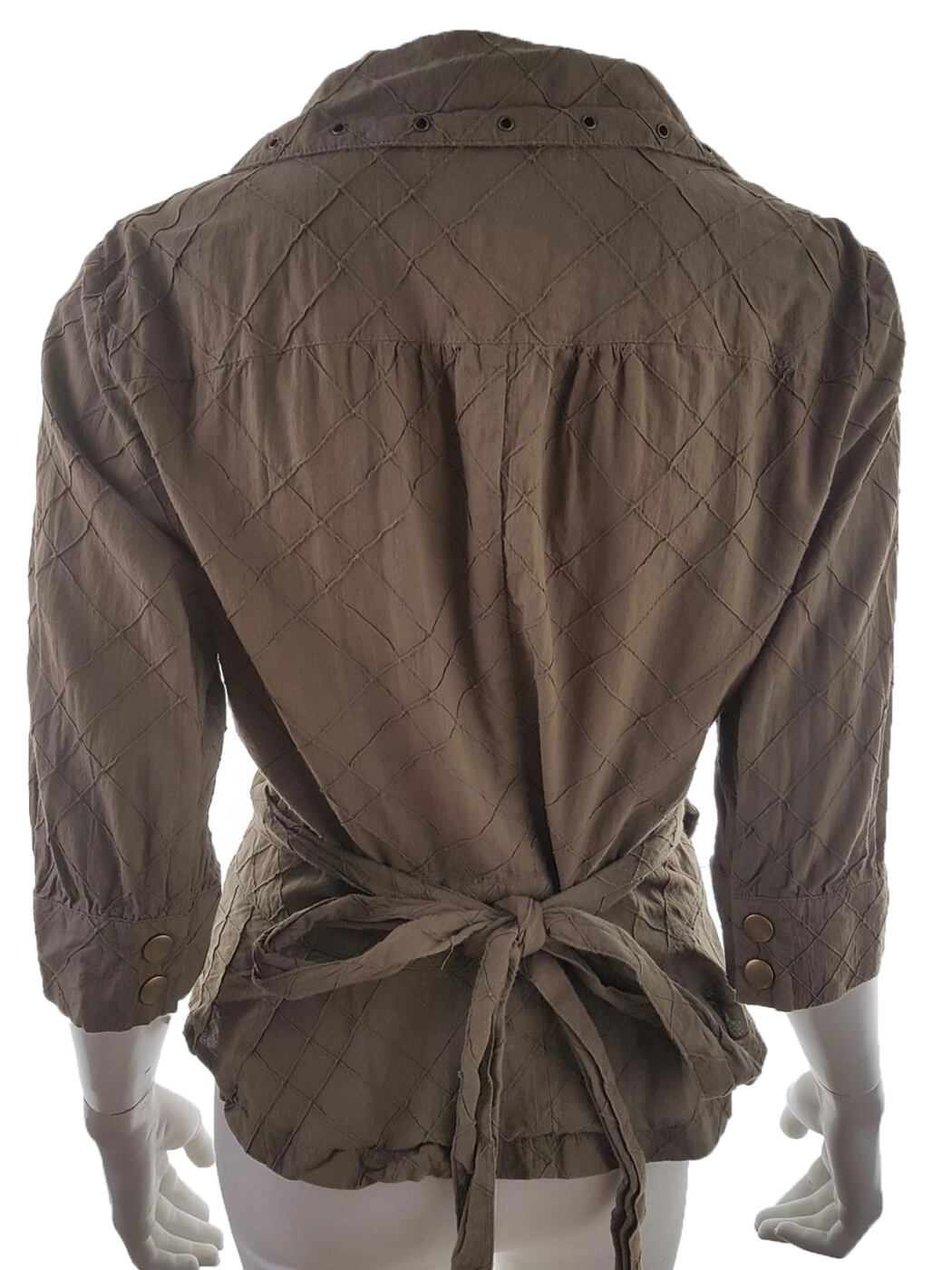 20190614_133853.jpg Benedikte Utzon Rozmiar XL Kolor Khaki Kołnierz Bluzka Zawijana Rękaw 3/4 Materiał Bawełna 100%
