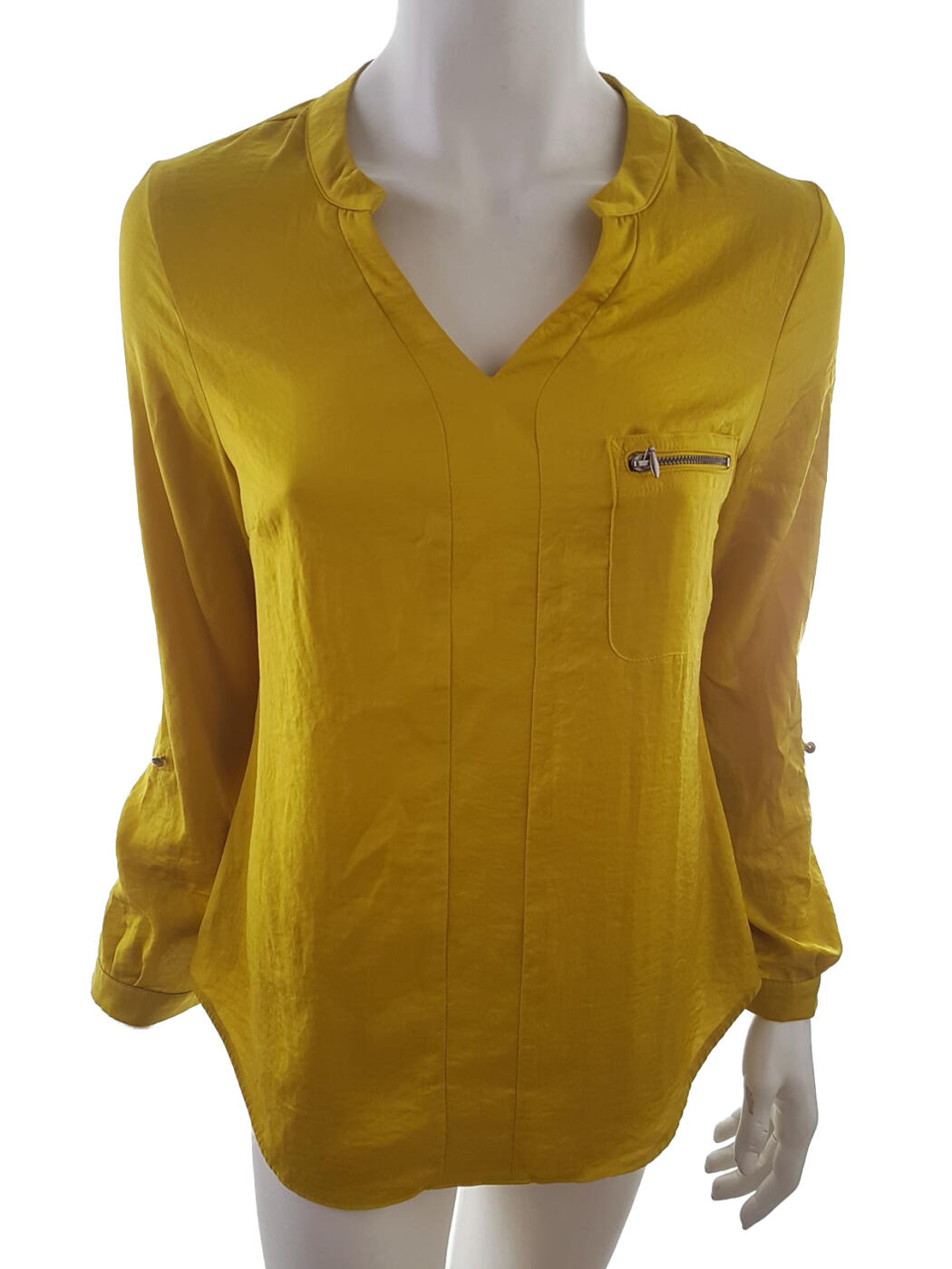 Dunnes stores Rozmiar 12 (40) Kolor Zielony Split Crew Neck Tunika Bluzka Długi rękaw