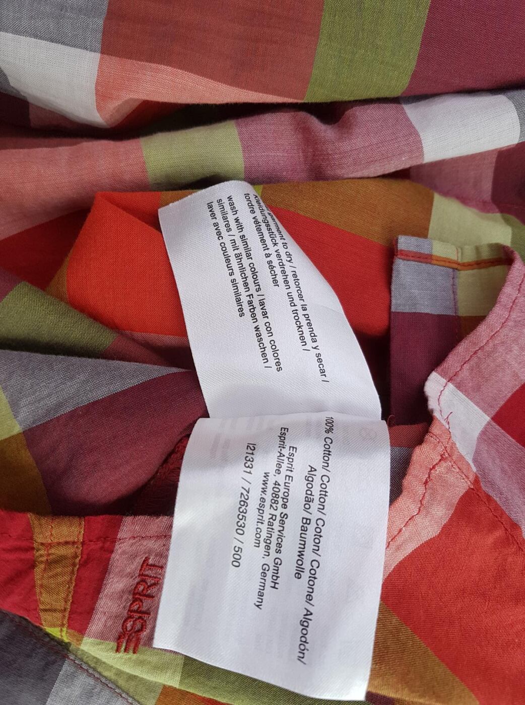 20190617_115950.jpg Esprit Rozmiar 36/38 Kolor Czerwony Krata Kołnierz Koszula Zapinana Bluzka Długi rękaw Materiał Bawełna 100%