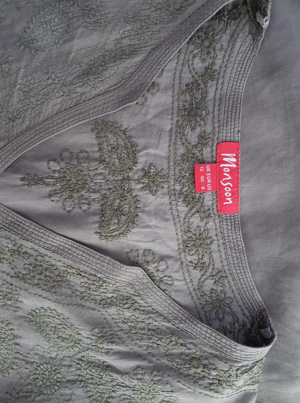 20190617_140105.jpg Monsoon Rozmiar 40 Kolor Szary Paisley Split Crew Neck Bluzka Krótki rękaw Materiał Bawełna 100%