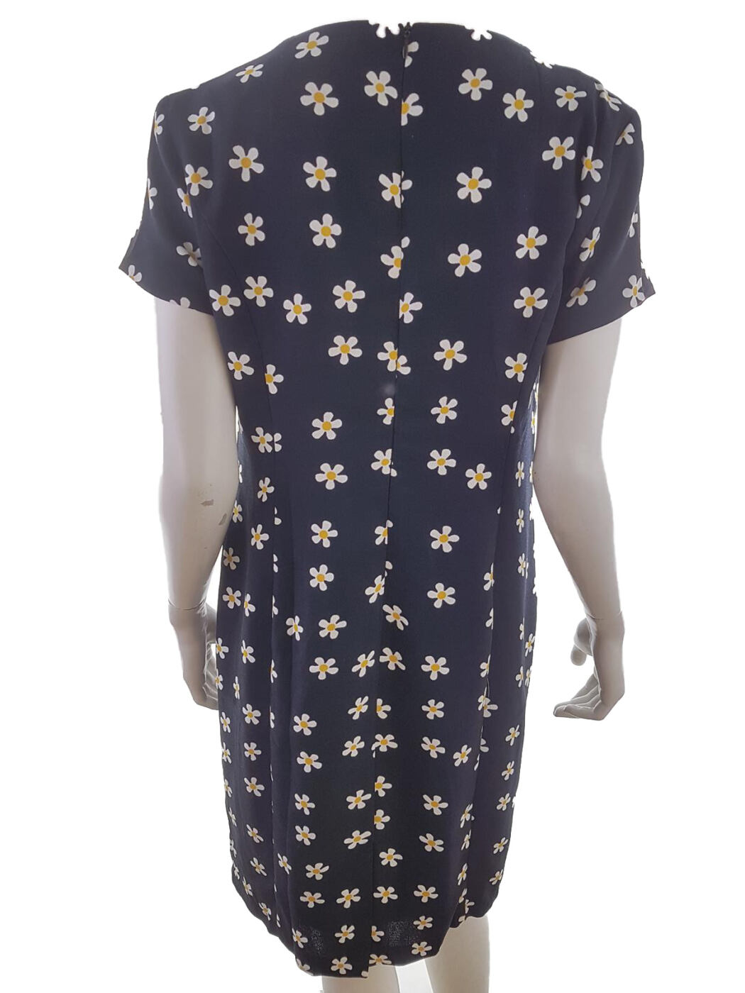 Collection London Rozmiar 44 Kolor Granatowy Kwadratowy dekolt Sukienka Ołówkowa Krótki rękaw Midi