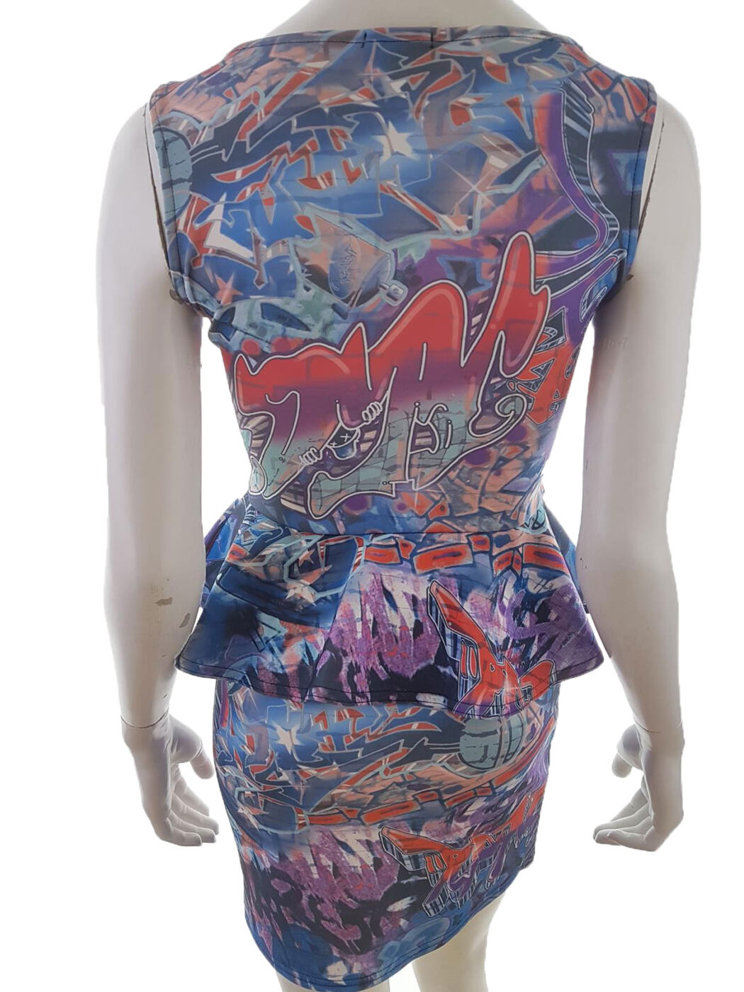 Evita Rozmiar XS Kolor Niebieski Okrągły dekolt Sukienka Blouson Bezrękawnik Krótka Evita Rozmiar XS Kolor Niebieski Okrągły dekolt Sukienka Blouson Bezrękawnik Krótka