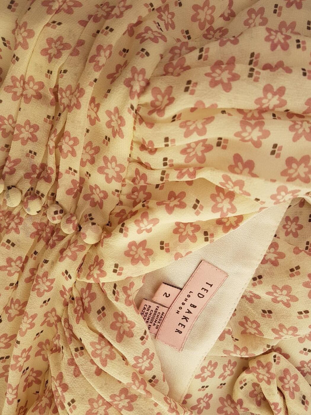 Ted Baker Rozmiar 2 (S) Kolor Kremowy Halter Sukienka Letnia Bezrękawnik Midi Materiał Jedwab 100%