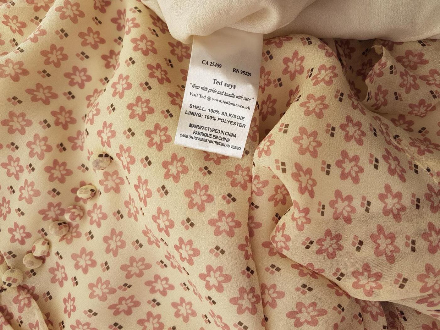 Ted Baker Rozmiar 2 (S) Kolor Kremowy Halter Sukienka Letnia Bezrękawnik Midi Materiał Jedwab 100%