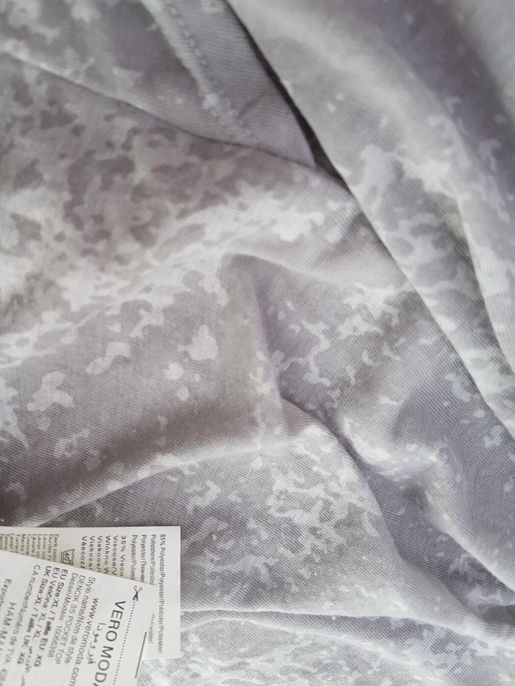 Vero moda Rozmiar XL Kolor Szary Panterka Okrągły dekolt Tunika Bluzka Krótki rękaw