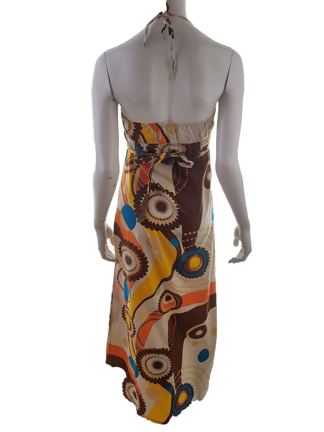 Zoe Rozmiar 10 (38) Kolor Brązowy Geometryczny Halter Sukienka Maxi Bezrękawnik Długa Materiał Bawełna 100% Zoe Rozmiar 10 (38) Kolor Brązowy Geometryczny Halter Sukienka Maxi Bezrękawnik Długa Materiał Bawełna 100%