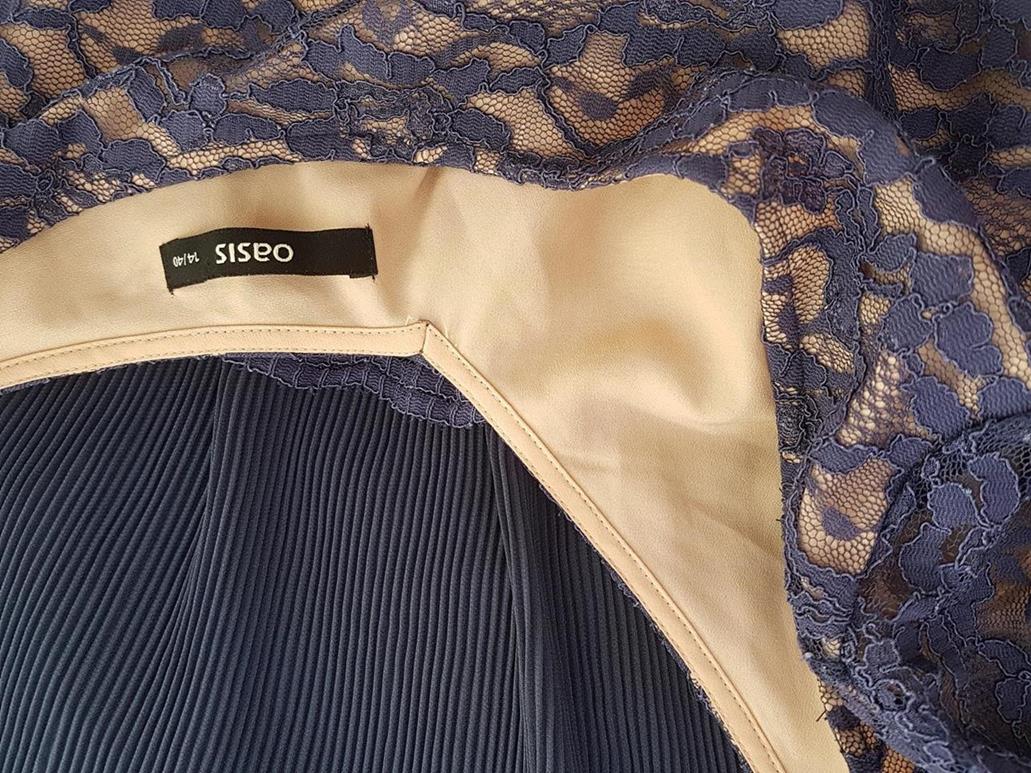 Oasis Rozmiar 40 Kolor Granatowy Okrągły dekolt Sukienka Sheath Krótki rękaw Do Kolan Oasis Rozmiar 40 Kolor Granatowy Okrągły dekolt Sukienka Sheath Krótki rękaw Do Kolan