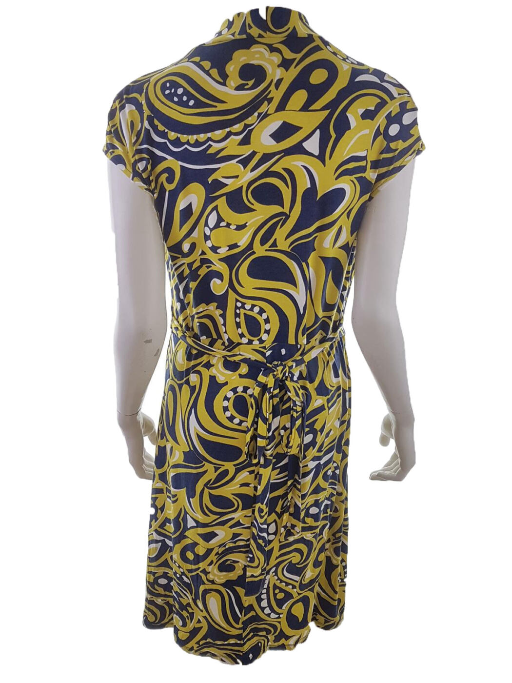 Paco Boutique Rozmiar 42 Kolor Żółty W serek Sukienka Sheath Krótki rękaw Midi Materiał Wiskoza Paco Boutique Rozmiar 42 Kolor Żółty W serek Sukienka Sheath Krótki rękaw Midi Materiał Wiskoza
