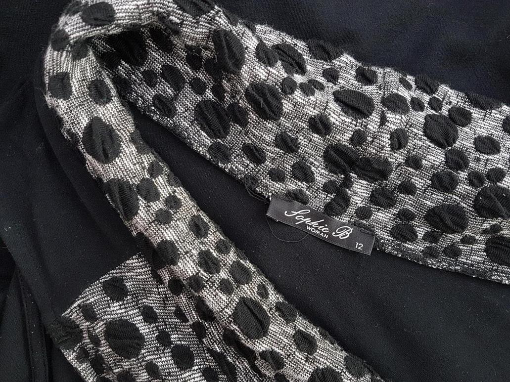 Sophie B Rozmiar 40 Kolor Czarny Grochy W serek Sukienka Sweterkowa Bezrękawnik Krótka Materiał Wiskoza Sophie B Rozmiar 40 Kolor Czarny Grochy W serek Sukienka Sweterkowa Bezrękawnik Krótka Materiał Wiskoza