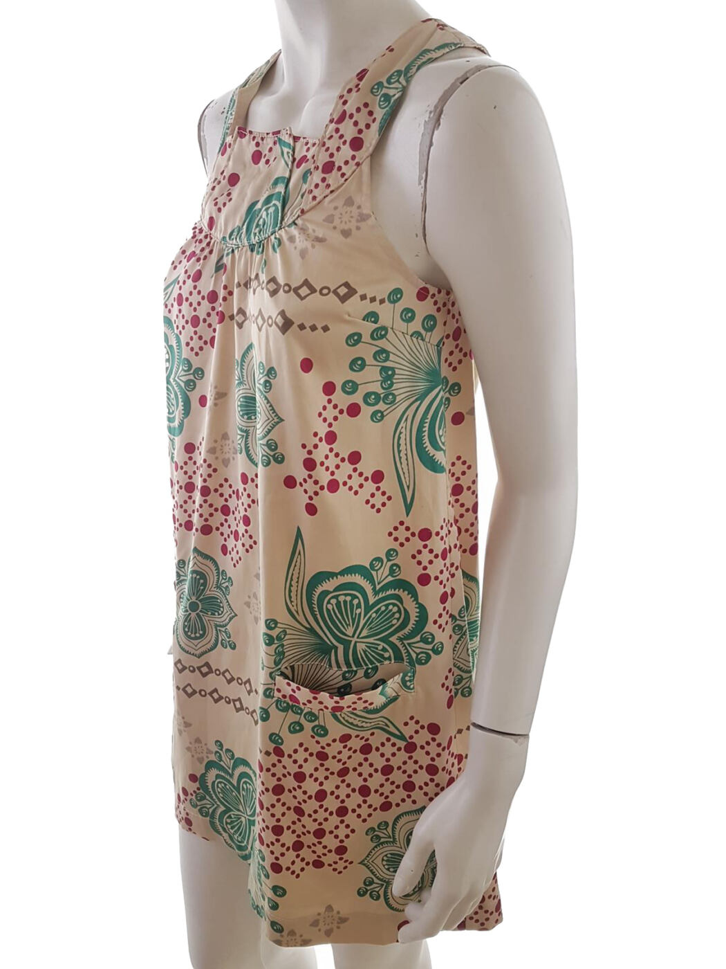 Vero moda Rozmiar XS Kolor Kremowy Drapowany dekolt Sukienka Mini Bezrękawnik Krótka Vero moda Rozmiar XS Kolor Kremowy Drapowany dekolt Sukienka Mini Bezrękawnik Krótka