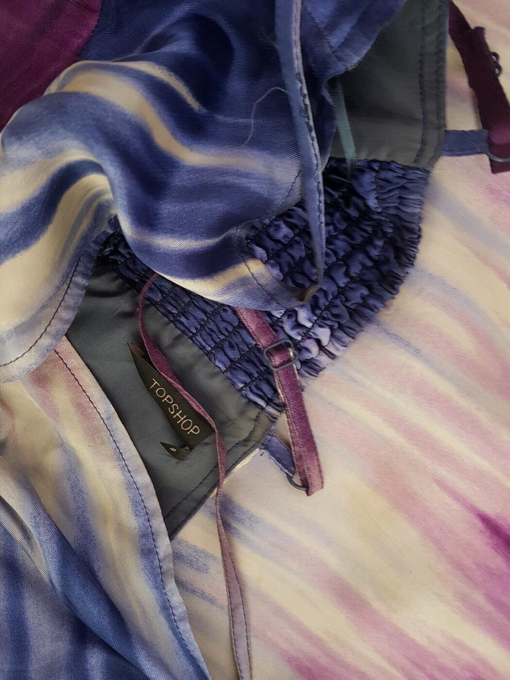 Topshop Rozmiar 36 Kolor Fioletowy W serek Sukienka Letnia Bezrękawnik Krótka Materiał Wiskoza 100%