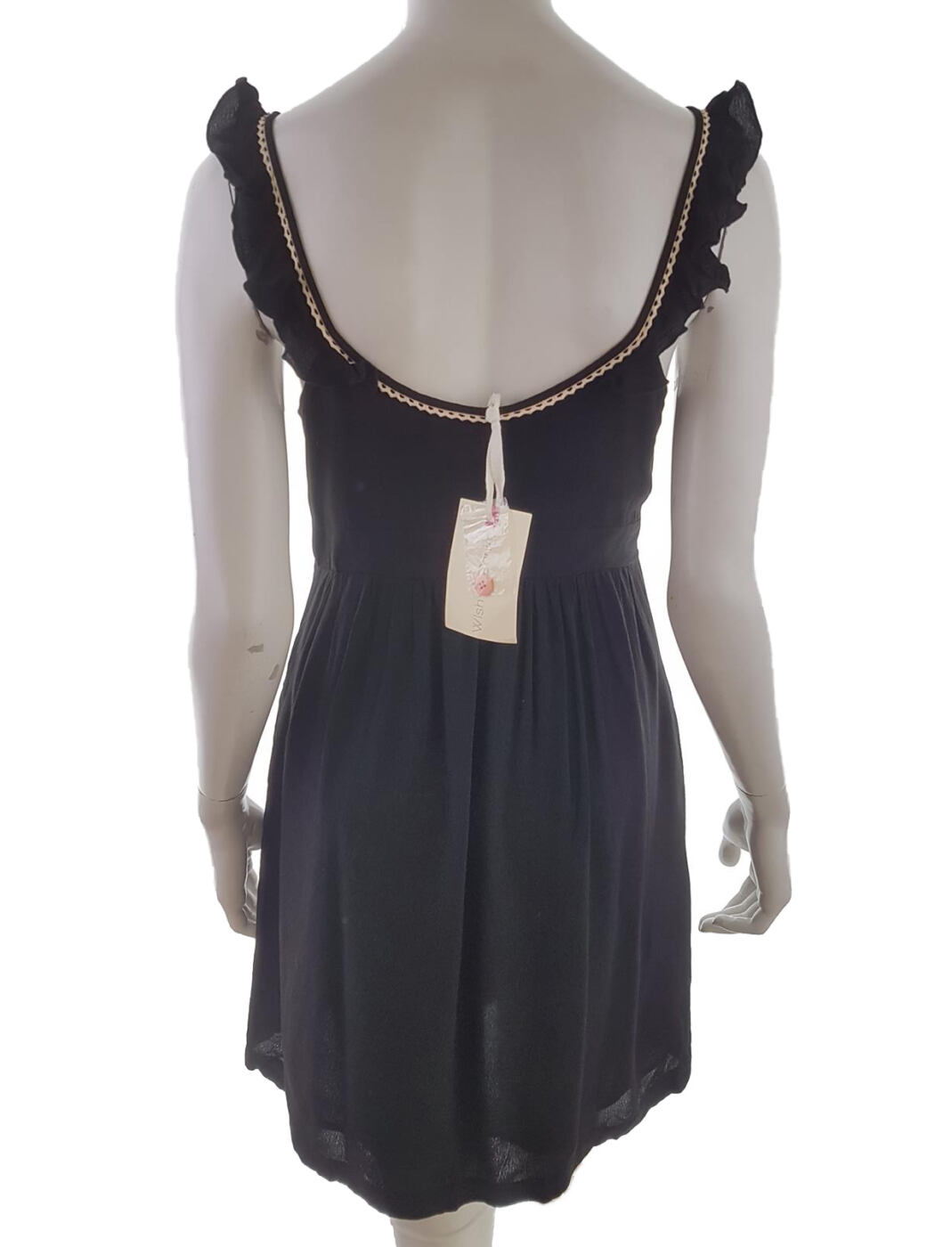 wish denim Rozmiar 38 Kolor Czarny Dekolt U Sukienka A-Line Bezrękawnik Do Kolan Materiał Rayon 100%