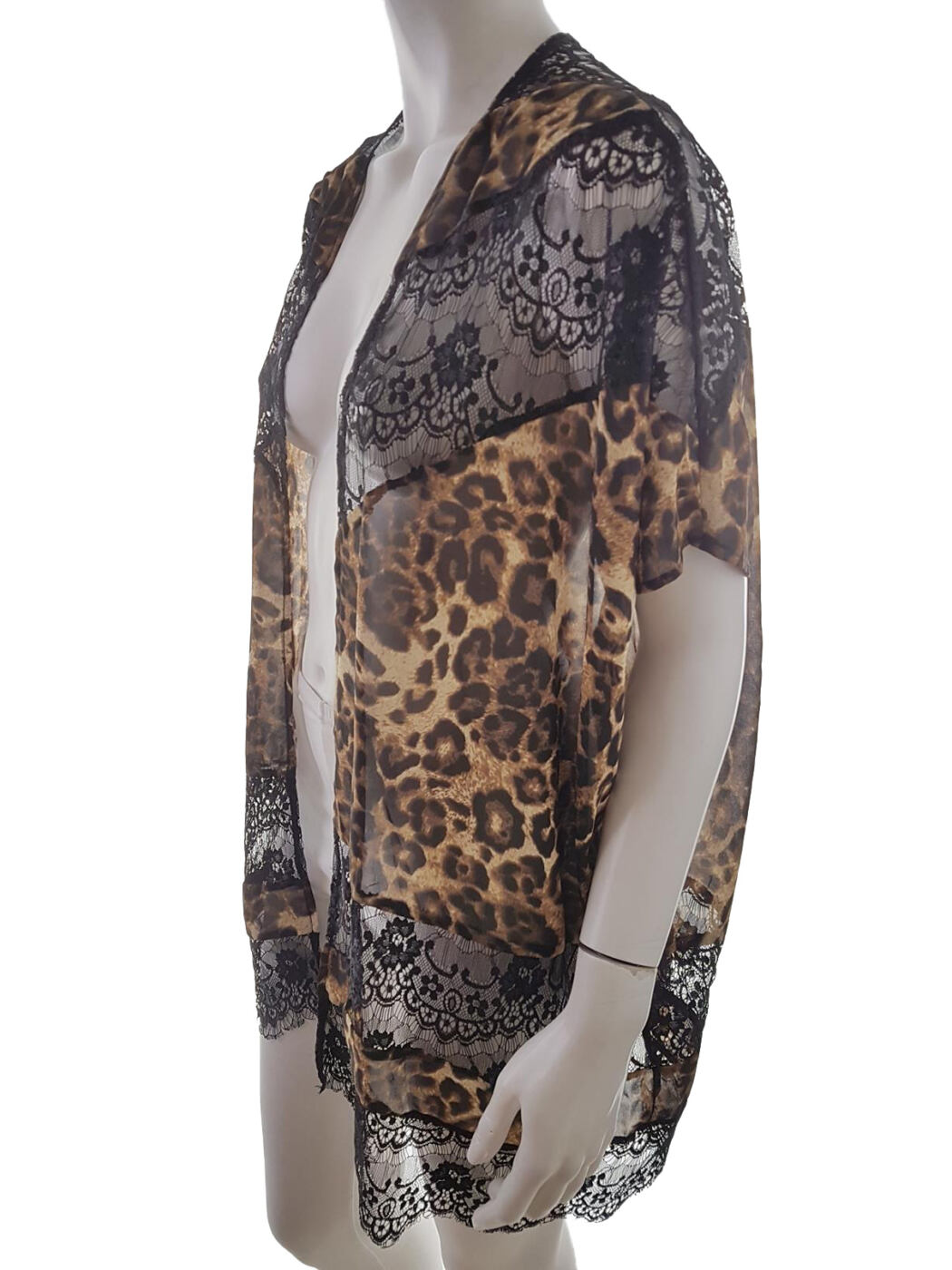 20190624_144941.jpg Missguided Rozmiar S/M Kolor Czarny Panterka W serek Długi Otwarty Kardigan Krótki rękaw Cienka dzianina