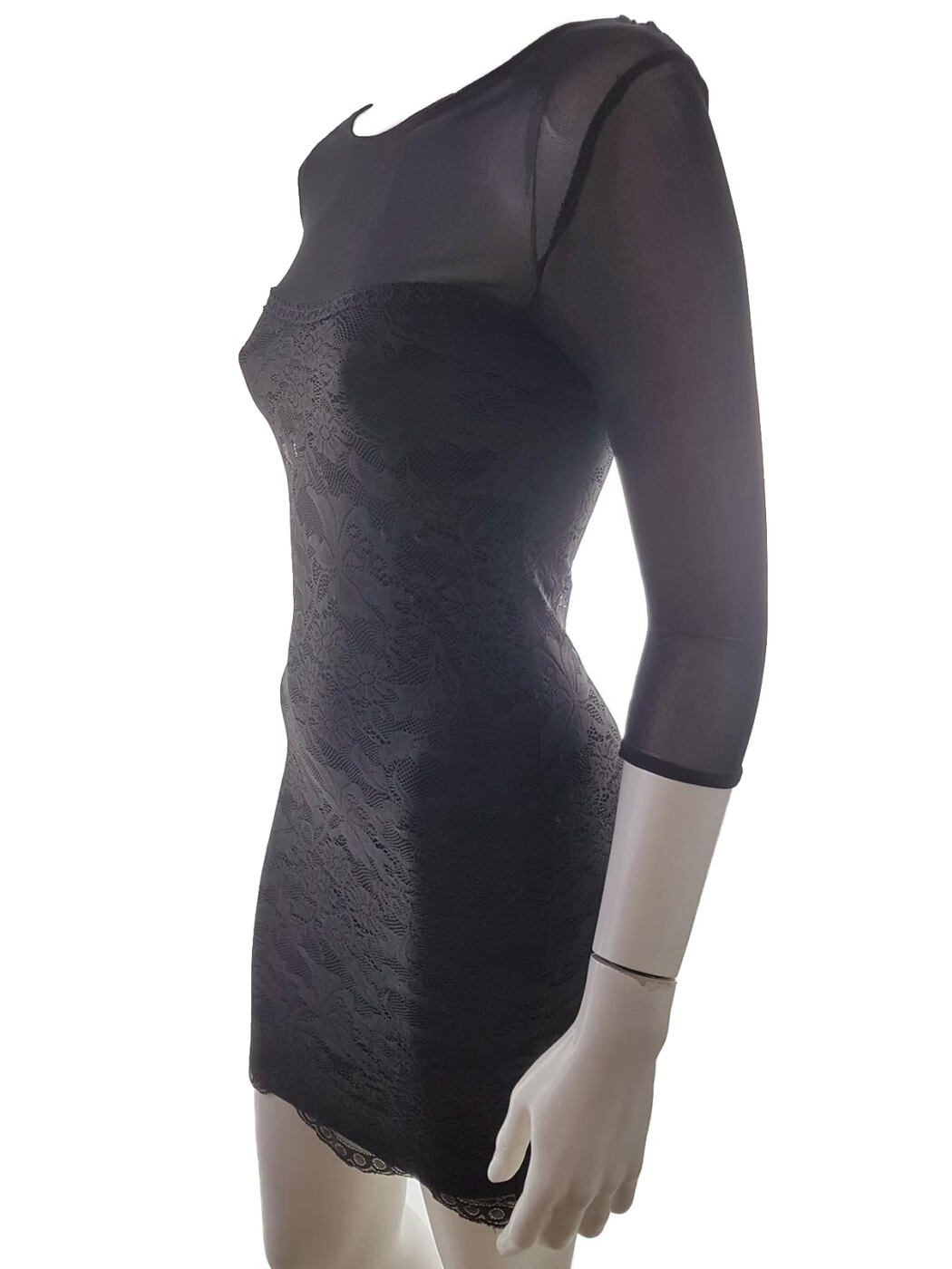 SUITEBLANCO Rozmiar XS Okrągły dekolt Sukienka Bodycon Rękaw 3/4 Do Kolan Materiał Rayon