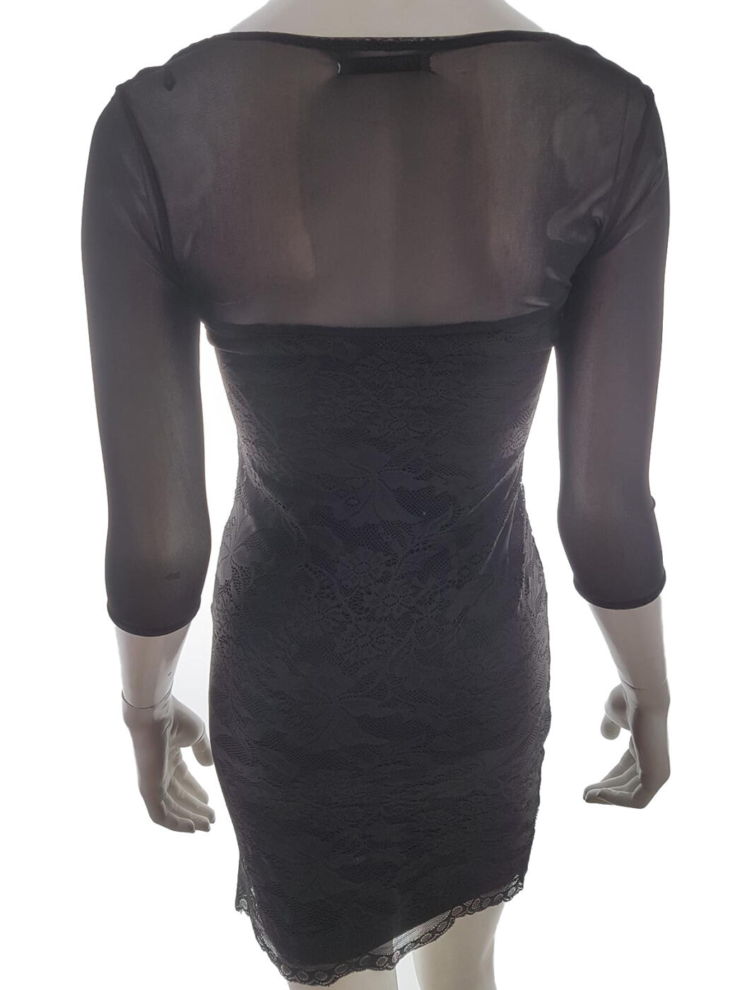 SUITEBLANCO Rozmiar XS Okrągły dekolt Sukienka Bodycon Rękaw 3/4 Do Kolan Materiał Rayon