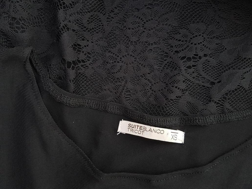 SUITEBLANCO Rozmiar XS Okrągły dekolt Sukienka Bodycon Rękaw 3/4 Do Kolan Materiał Rayon