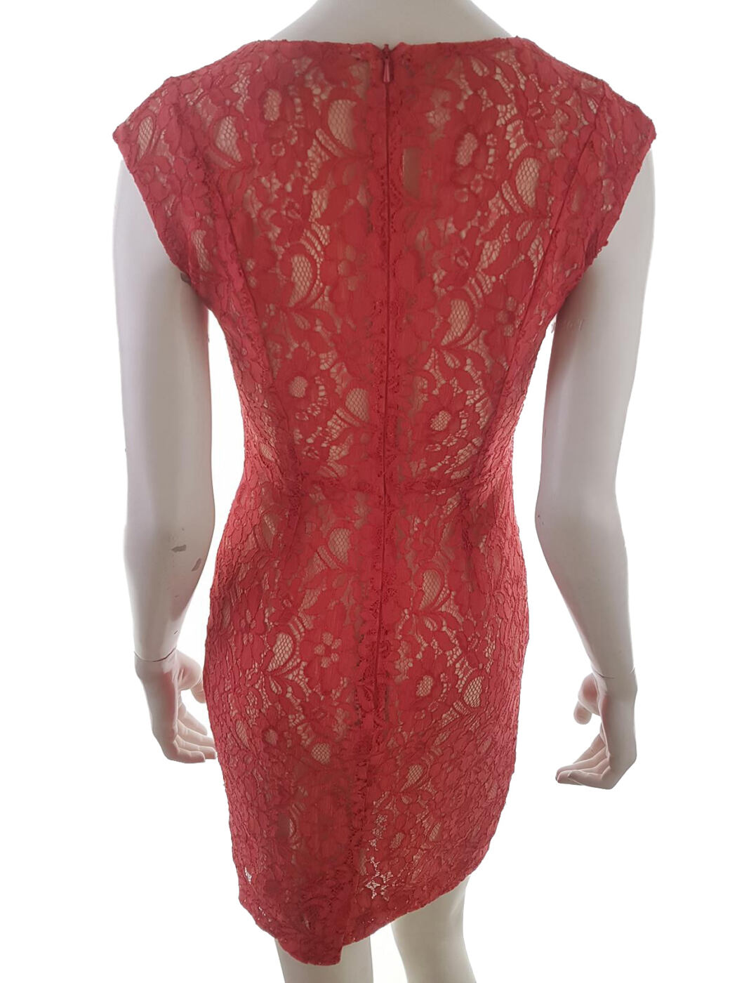 French connection Rozmiar 34 Kolor Czerwony Crew Neck Sukienka Bodycon Krótki rękaw Do Kolan