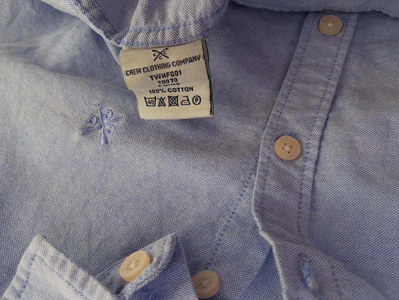 Crew Clothing Rozmiar 40 Kolor Niebieski Kołnierz Koszula Zapinana Bluzka Długi rękaw Materiał Bawełna 100%