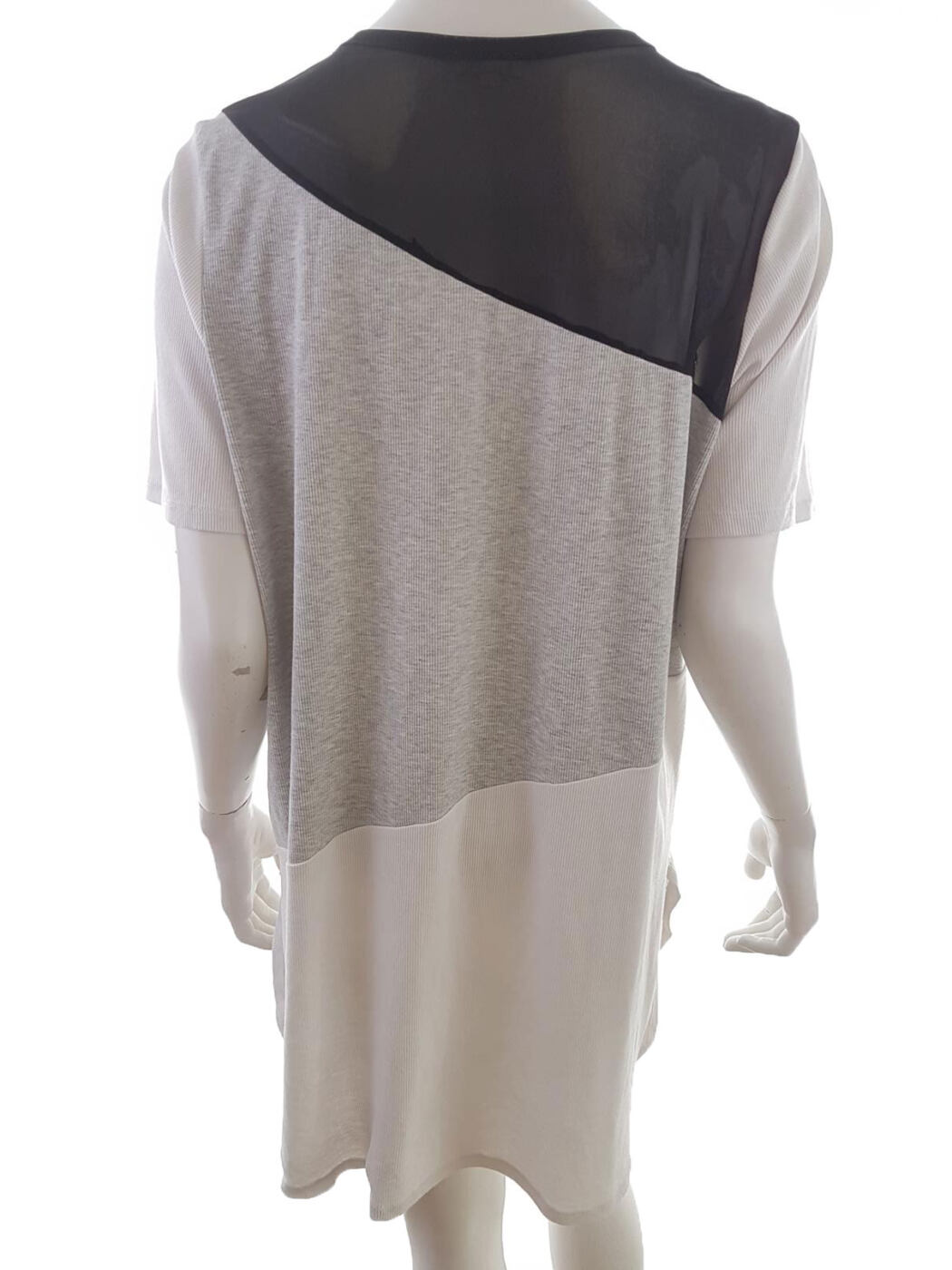 River island Rozmiar 14 (42) Kolor Szary Okrągły dekolt Sukienka Mini Krótki rękaw Krótka