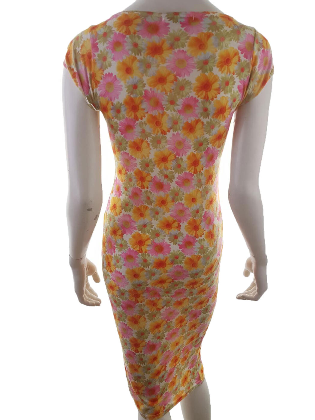 Lush Rozmiar S/M Kolor Różowy Okrągły dekolt Sukienka Bodycon Krótki rękaw Midi