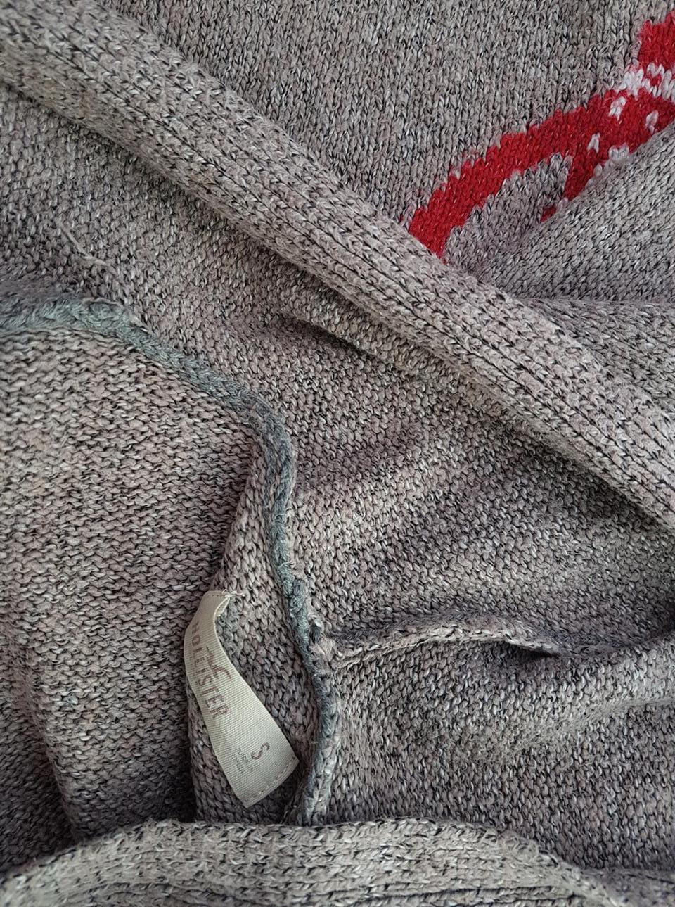 Hollister Rozmiar S Kolor Brązowy W serek Długi Otwarty Kardigan Długi rękaw Materiał Bawełna Cienka dzianina