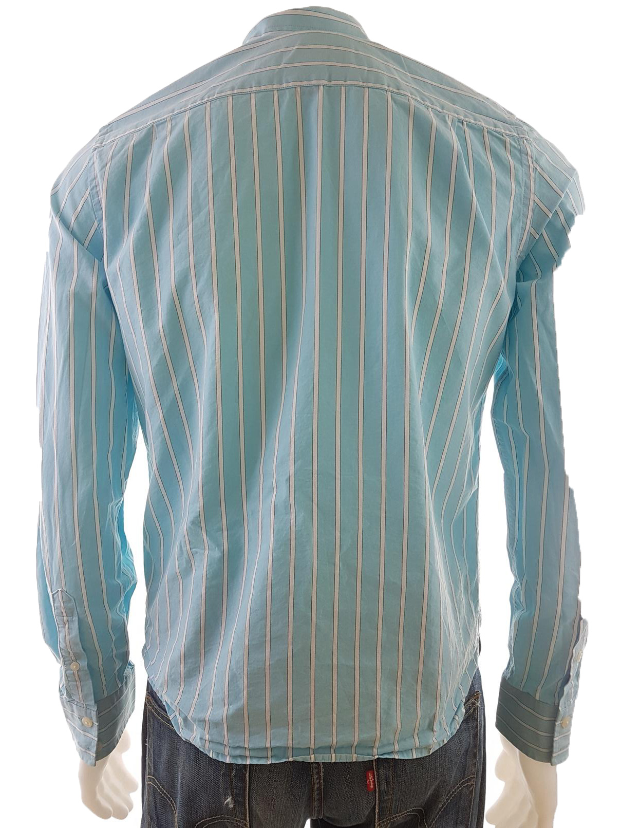 20190627_110636.jpg ABERCROMBIE Rozmiar XL Kolor Niebieski Pasy Kołnierz Męska Koszula Casual Długi rękaw Materiał Bawełna 100%