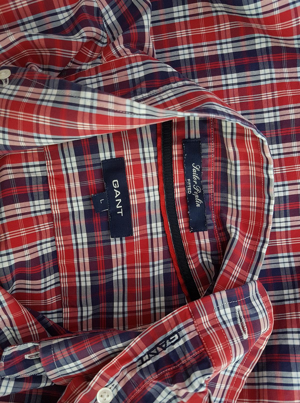 Gant Rozmiar L Kolor Czerwony Krata Kołnierz Męska Koszula Casual Długi rękaw Materiał Bawełna 100%