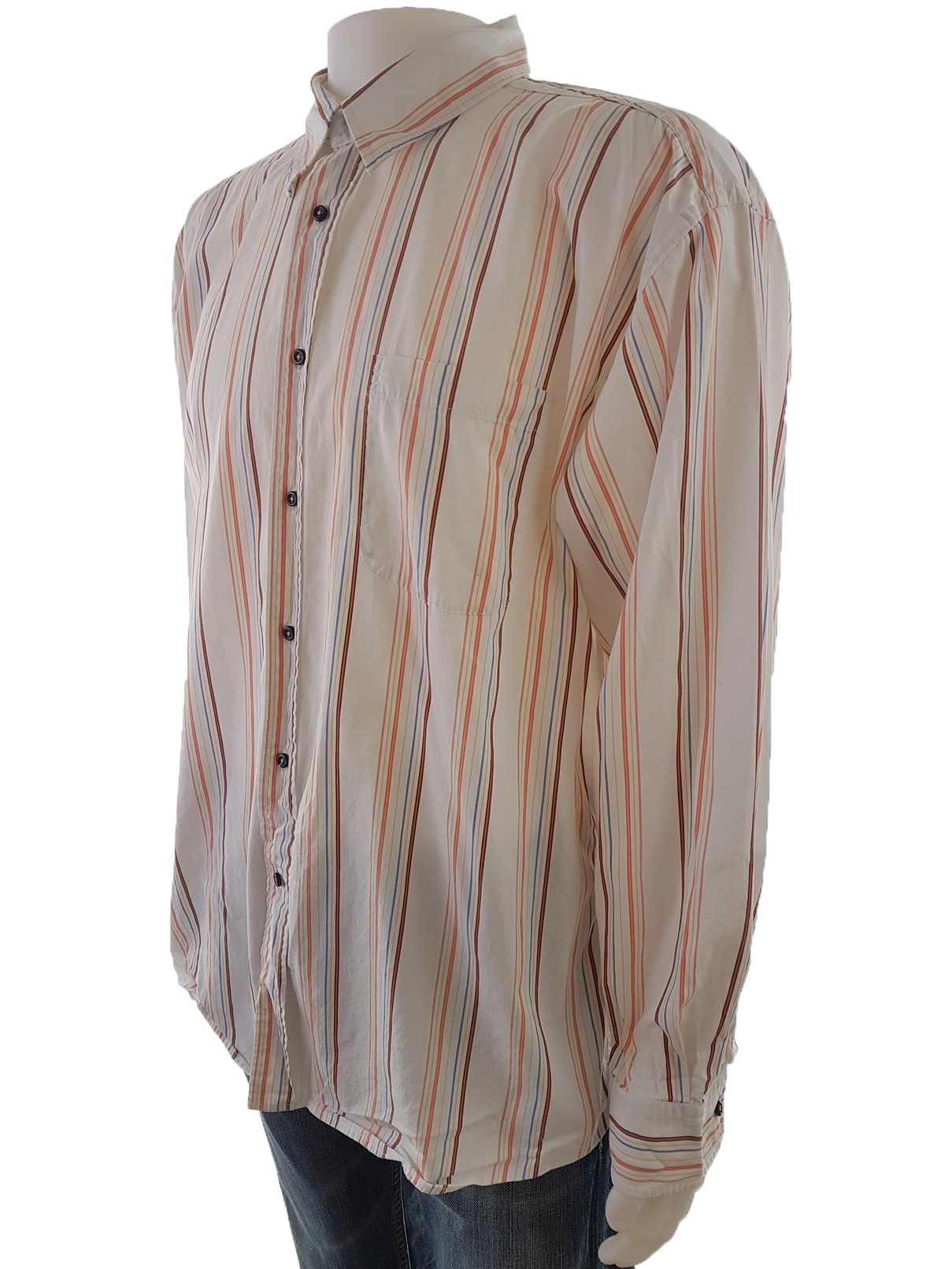20190627_121648.jpg Tommy hilfiger Rozmiar XL Kolor Beżowy Pasy Kołnierz Męska Koszula Casual Długi rękaw Materiał Bawełna 100%