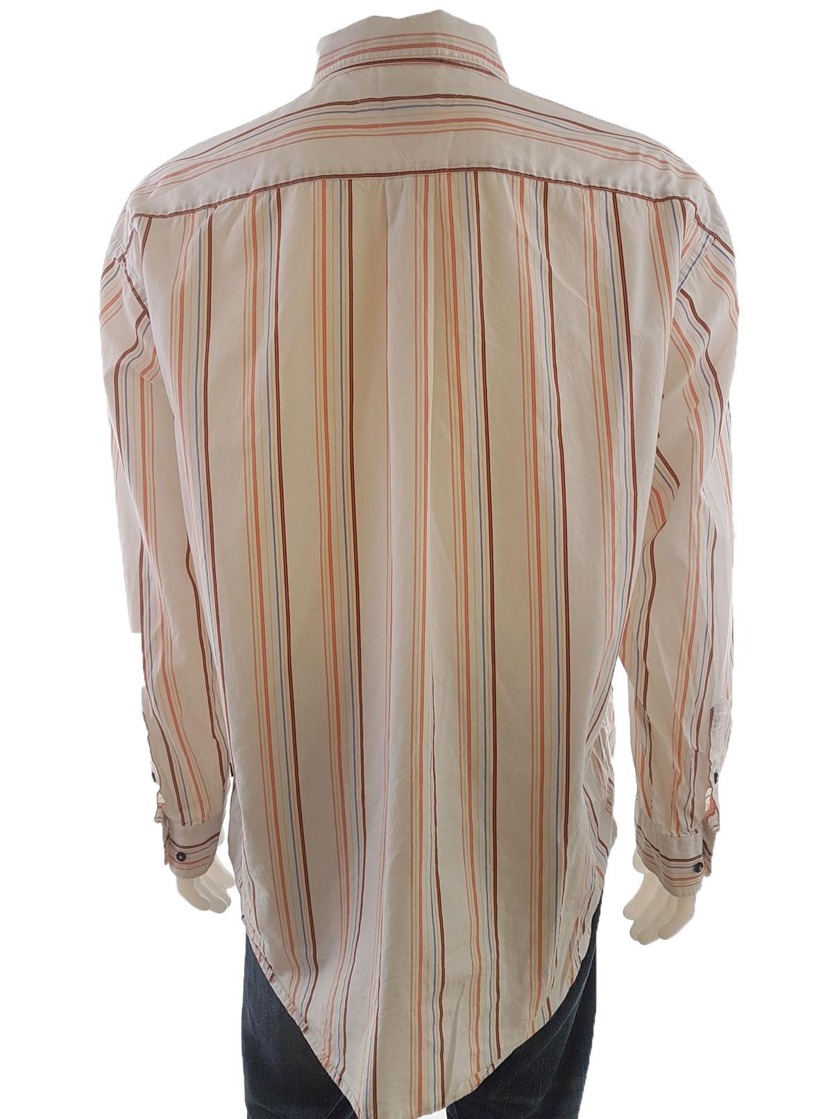 20190627_121658.jpg Tommy hilfiger Rozmiar XL Kolor Beżowy Pasy Kołnierz Męska Koszula Casual Długi rękaw Materiał Bawełna 100%