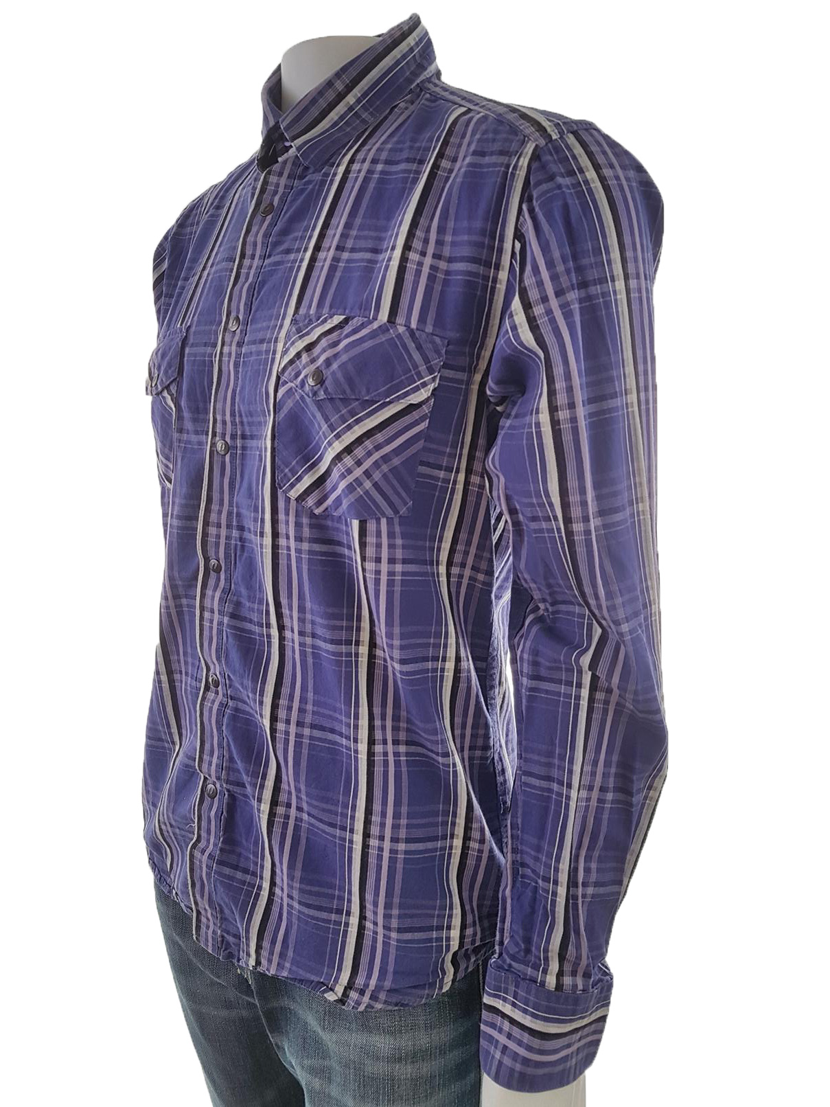 20190627_122928.jpg Jack & jones Rozmiar L Kolor Fioletowy Krata Kołnierz Męska Koszula Casual Długi rękaw