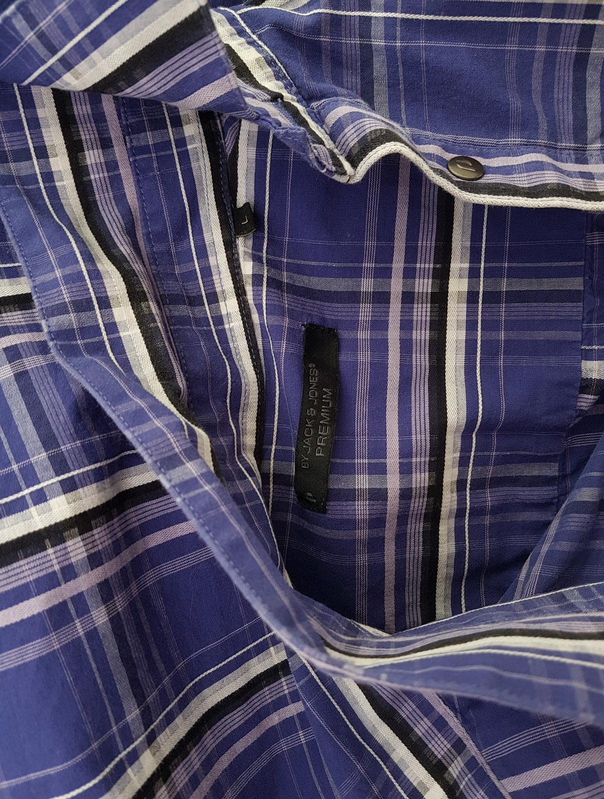 20190627_123007.jpg Jack & jones Rozmiar L Kolor Fioletowy Krata Kołnierz Męska Koszula Casual Długi rękaw