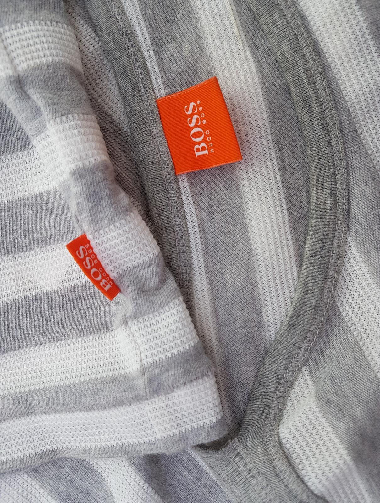 Hugo Boss Rozmiar S Kolor Szary Pasy Męski Sweter Długi rękaw Materiał Bawełna