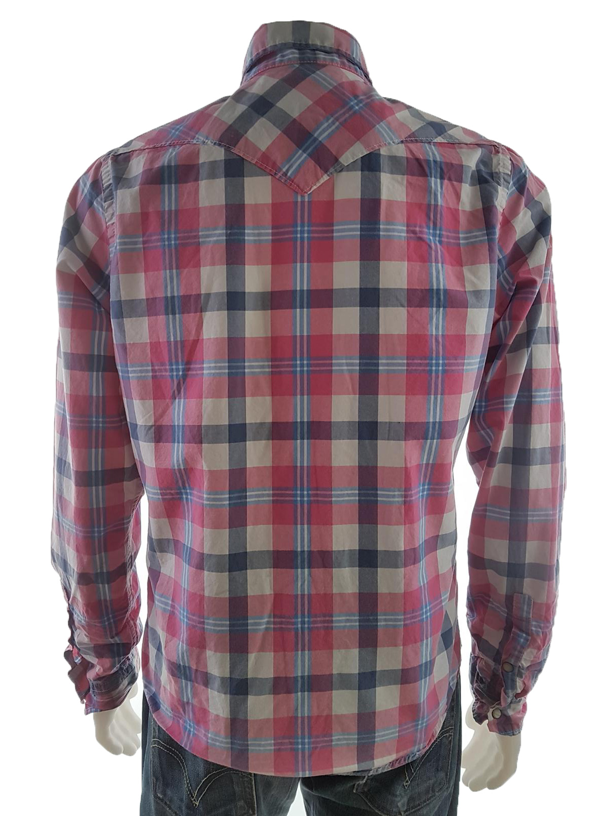 20190627_154527.jpg Hollister Rozmiar M Krata Kołnierz Męska Koszula Casual Długi rękaw Materiał Bawełna