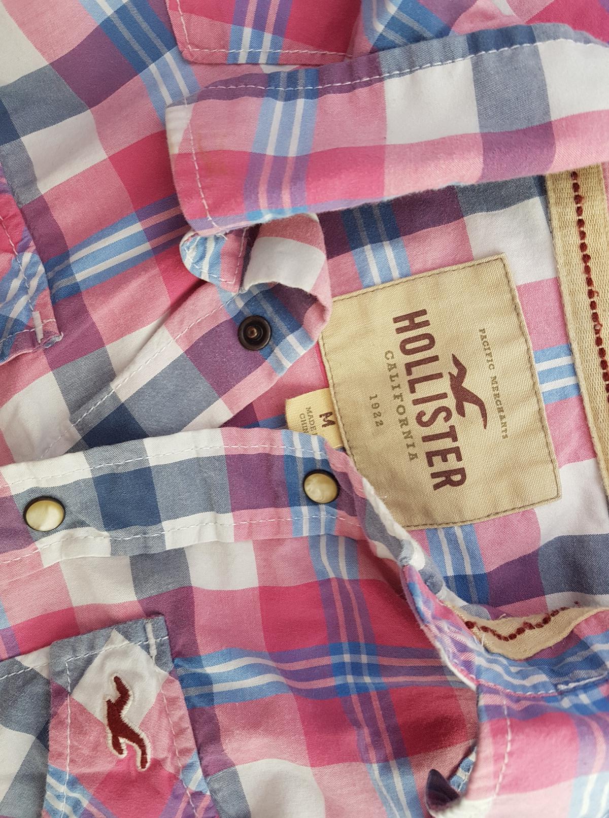 20190627_154608.jpg Hollister Rozmiar M Krata Kołnierz Męska Koszula Casual Długi rękaw Materiał Bawełna