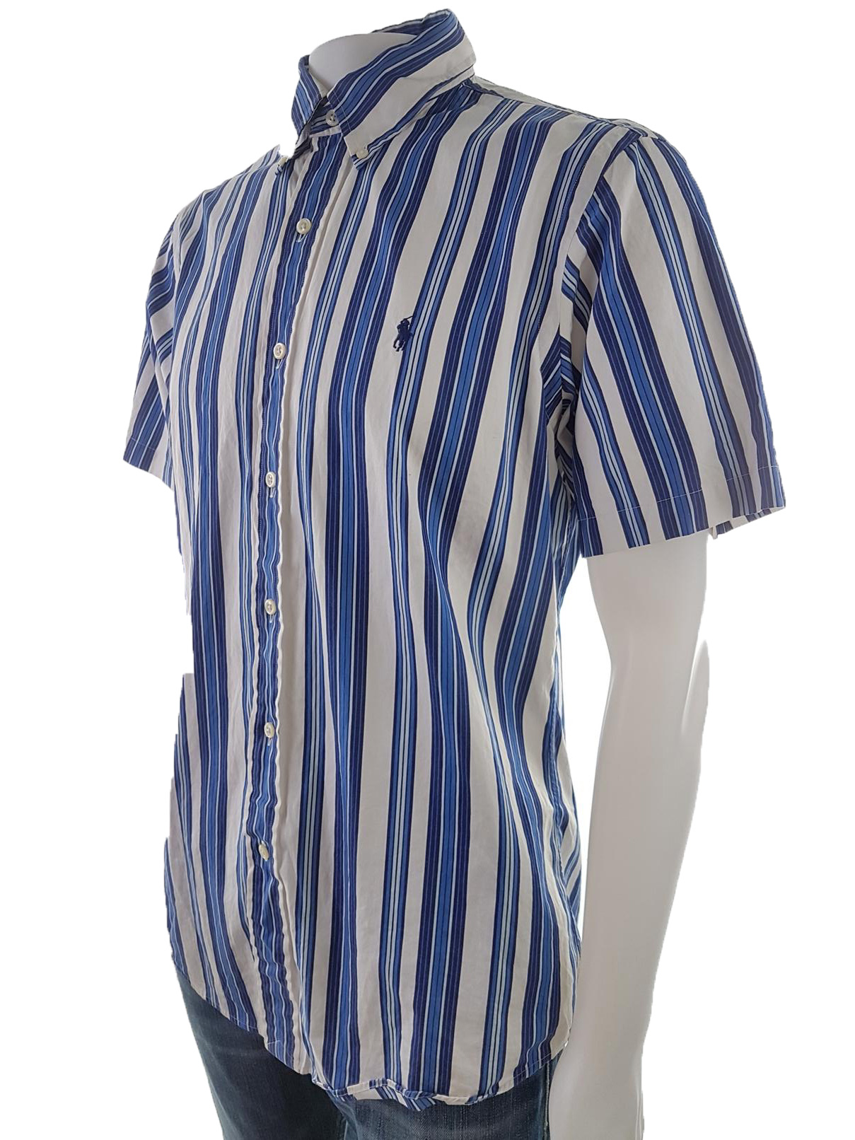 20190627_160208.jpg Polo Ralph Lauren Rozmiar 39 Kolor Biały Pasy Kołnierz Męska Koszula Elegancka Krótki rękaw Materiał Bawełna