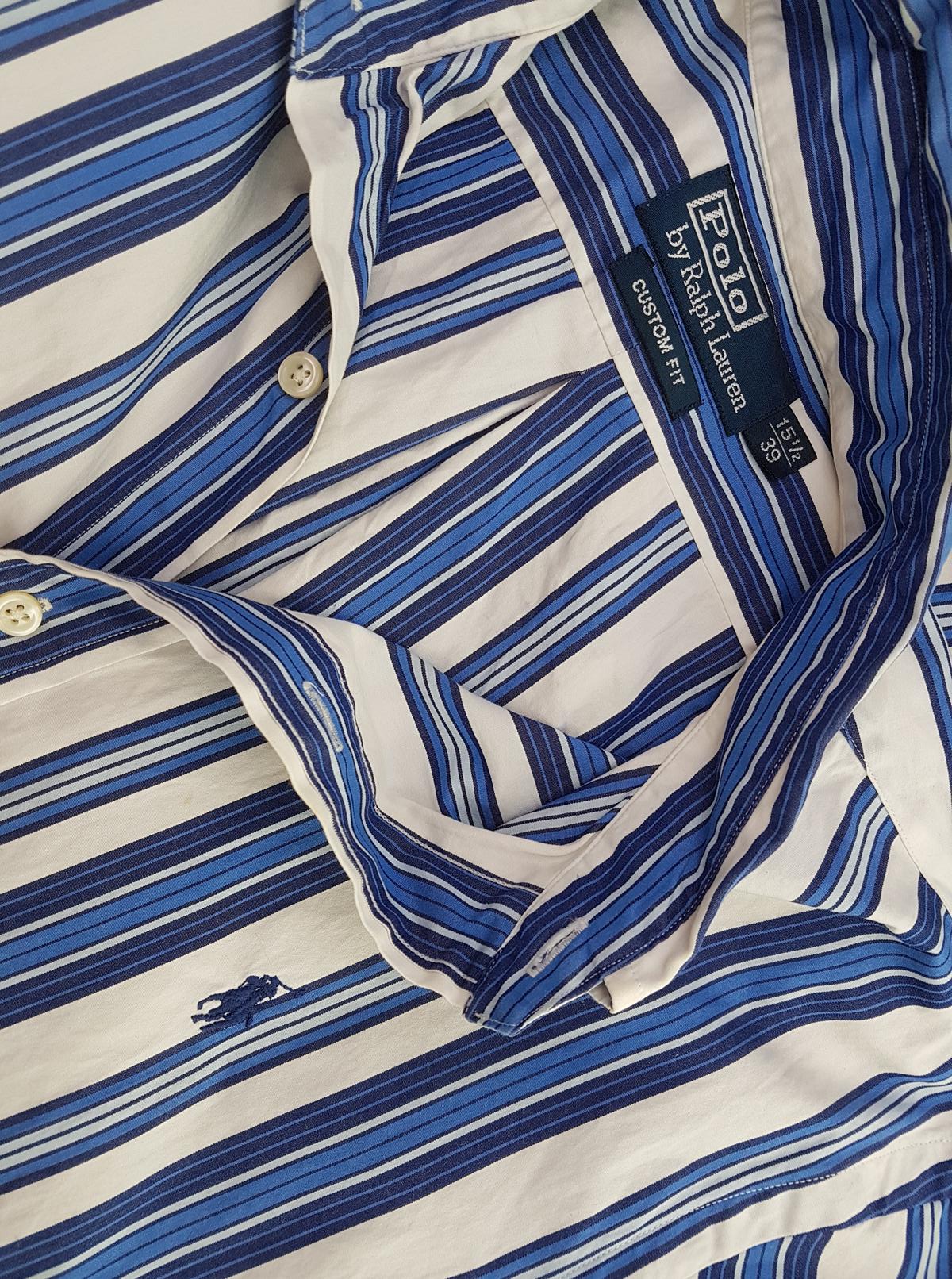 20190627_160245.jpg Polo Ralph Lauren Rozmiar 39 Kolor Biały Pasy Kołnierz Męska Koszula Elegancka Krótki rękaw Materiał Bawełna
