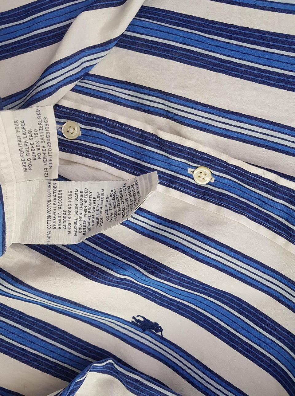 20190627_160258.jpg Polo Ralph Lauren Rozmiar 39 Kolor Biały Pasy Kołnierz Męska Koszula Elegancka Krótki rękaw Materiał Bawełna