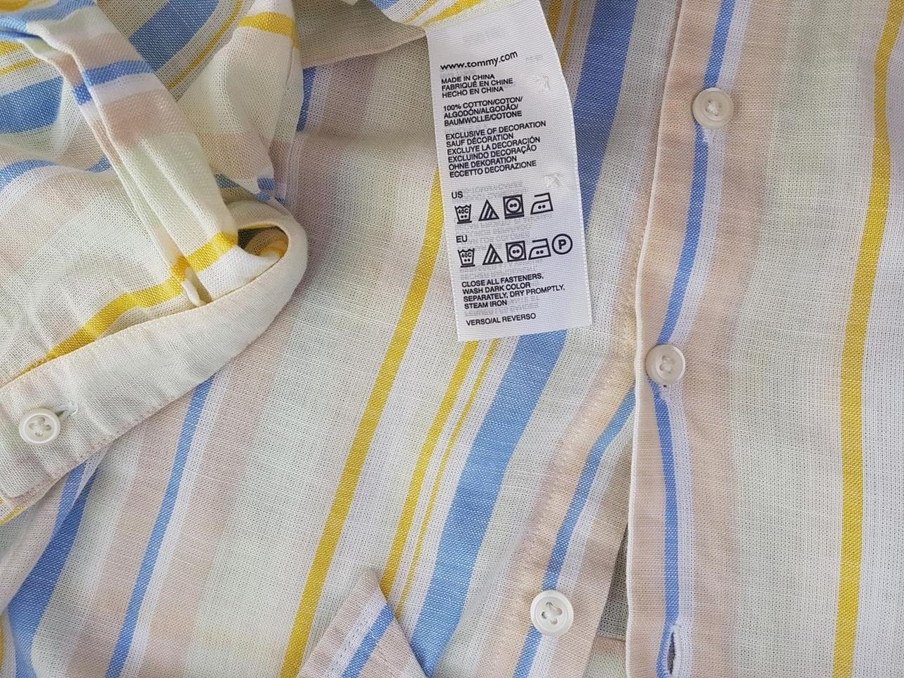 20190628_135434.jpg Tommy hilfiger Rozmiar 36 Kolor Biały Pasy Kołnierz Koszula Zapinana Bluzka Krótki rękaw Materiał Bawełna 100%