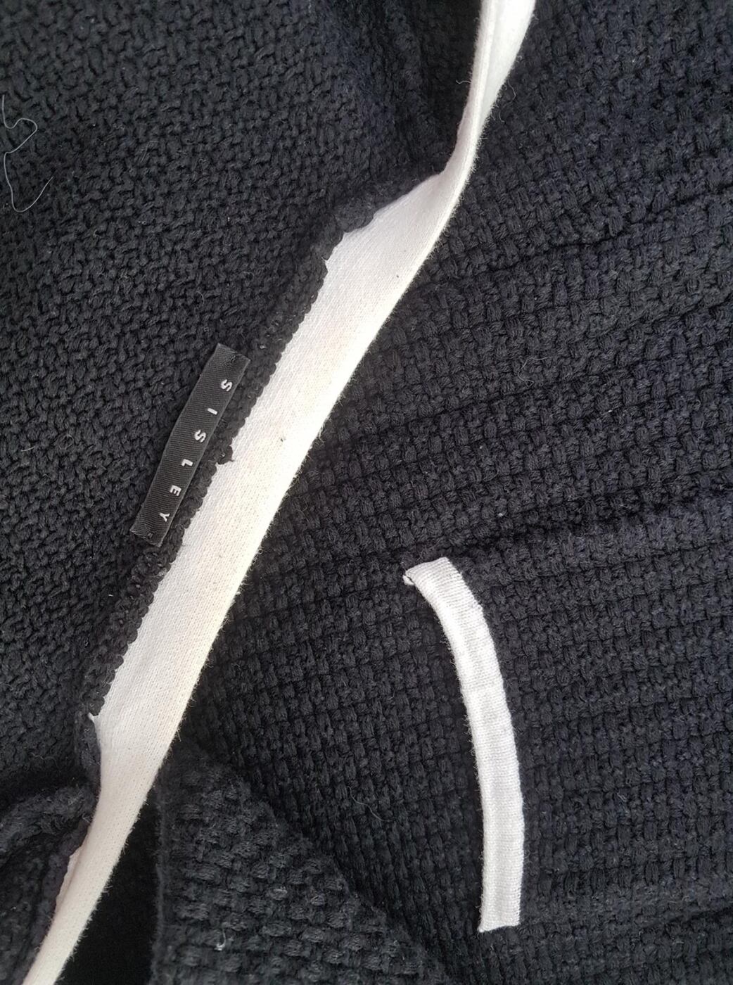 20190628_142345.jpg Sisley Rozmiar M Kolor Czarny Crew Neck Kardigan na suwak Rękaw 3/4 Materiał Bawełna 100% Otwarta dzianina