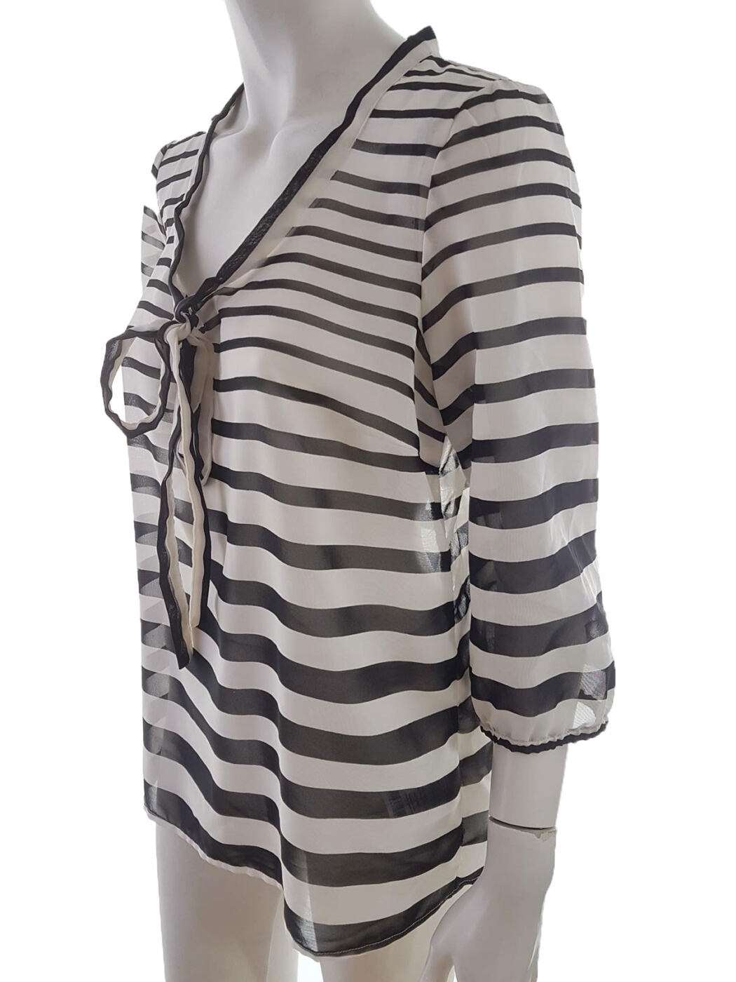 Vero moda Rozmiar L Kolor Biały Pasy W serek Tunika Bluzka Rękaw 3/4 Vero moda Rozmiar L Kolor Biały Pasy W serek Tunika Bluzka Rękaw 3/4