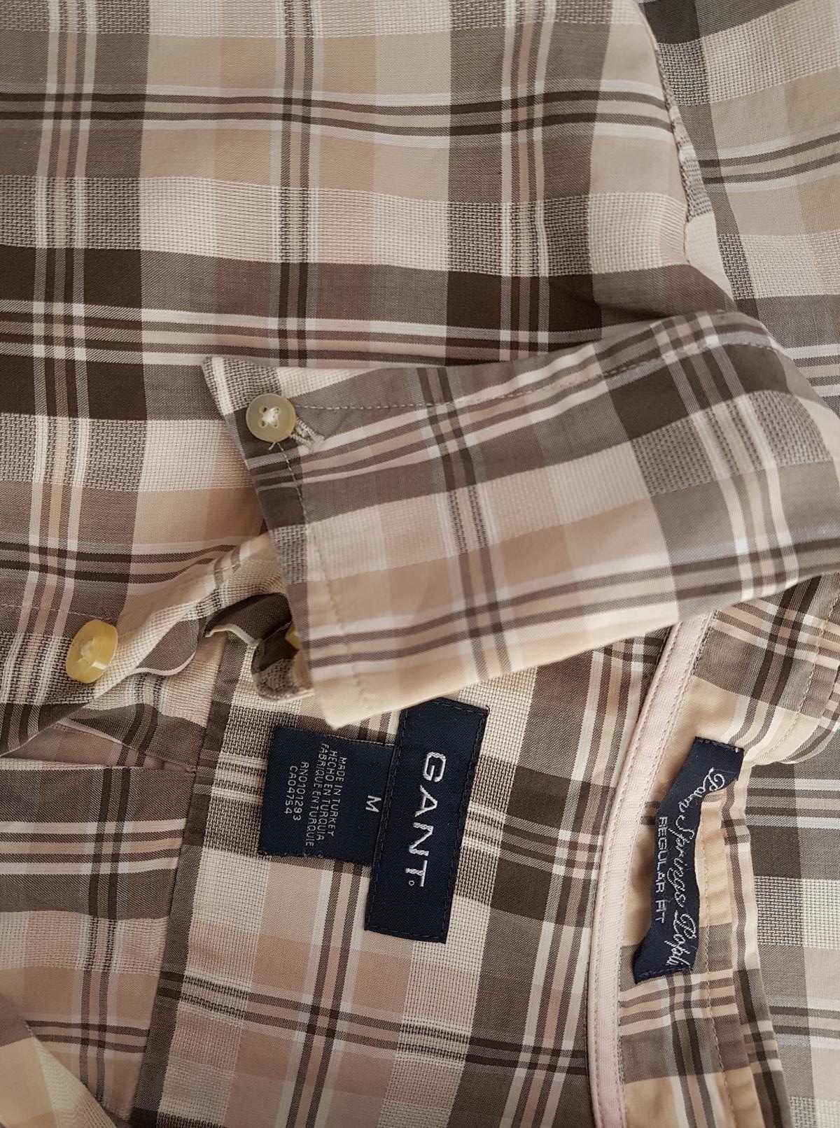 Gant Rozmiar M Kolor Khaki Krata Kołnierz Męska Koszula Casual Długi rękaw Materiał Bawełna 100%