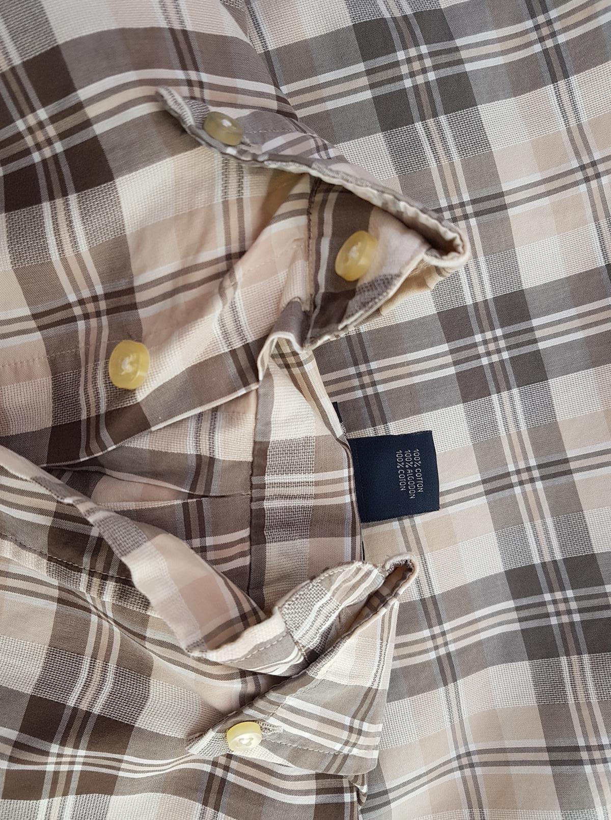 Gant Rozmiar M Kolor Khaki Krata Kołnierz Męska Koszula Casual Długi rękaw Materiał Bawełna 100%