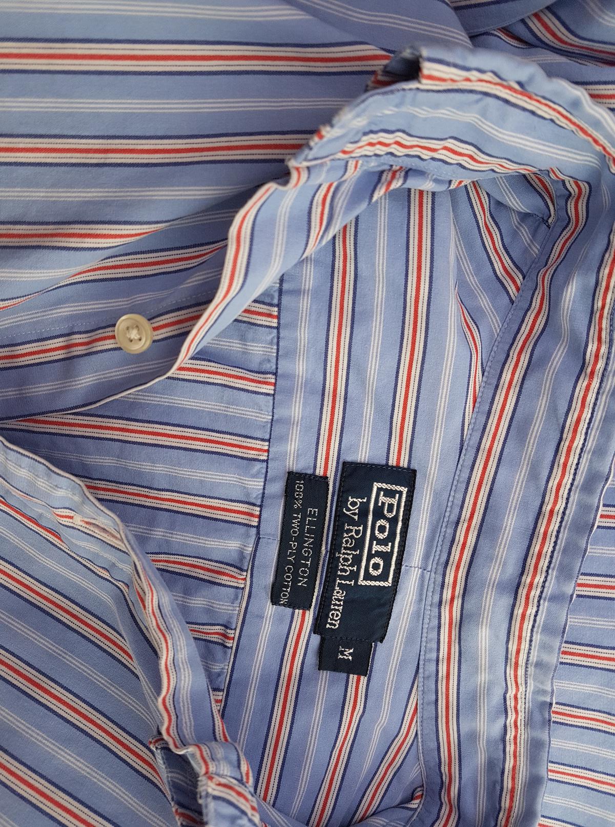 20190701_124400.jpg Polo Ralph Lauren Rozmiar M Kolor Niebieski Pasy Kołnierz Męska Koszula Casual Długi rękaw Materiał Bawełna 100%