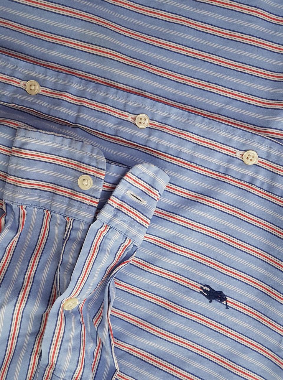 20190701_124413.jpg Polo Ralph Lauren Rozmiar M Kolor Niebieski Pasy Kołnierz Męska Koszula Casual Długi rękaw Materiał Bawełna 100%